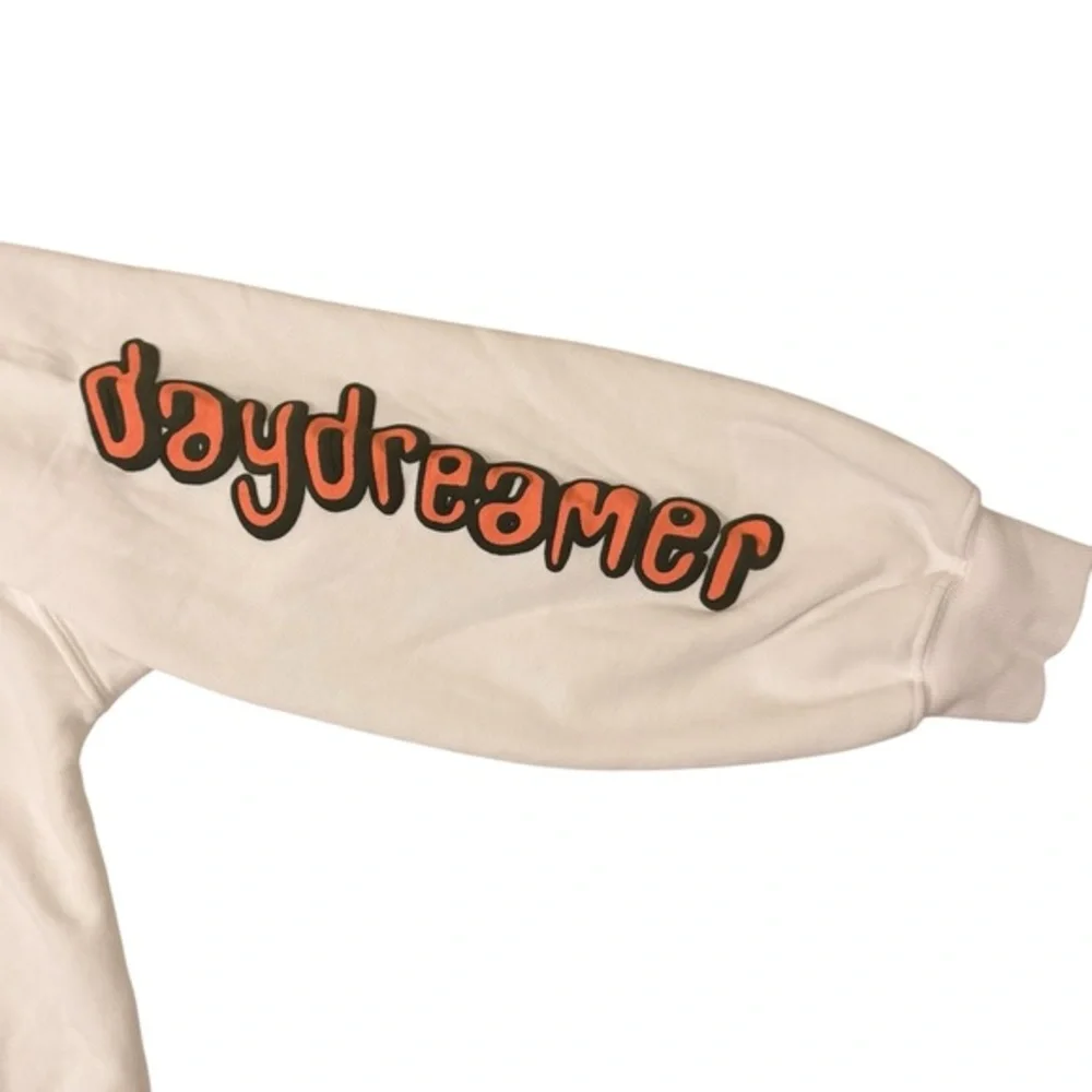 Daydreamer Size XS Oversized‎ Mushroom Doodle Hoodie Sweatshirt White Hippie